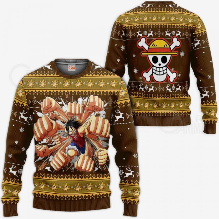 Luffy Gomu Gomu Ugly Sweater Xmas One Piece Anime Chrismast Gift VA10 Sweater / S Official One Piece Merch