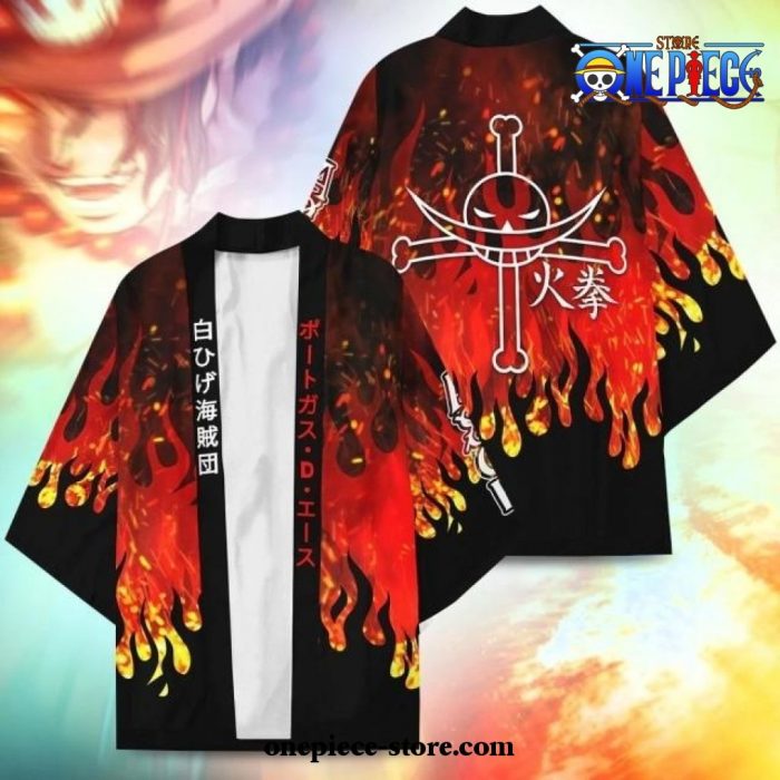 2021 New Streetwear One Piece Kimono Cloak Cardigan Whitebeard Fire / Xxs