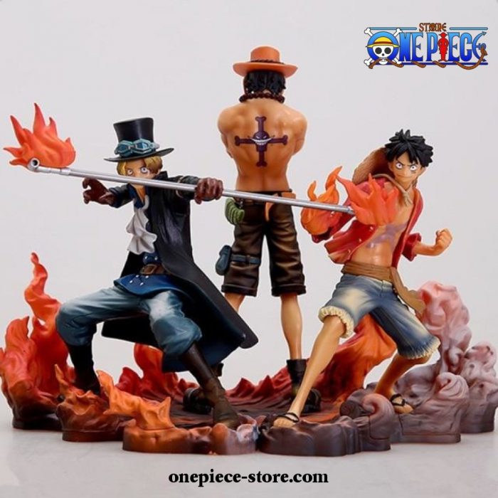 3Pcs One Piece Luffy + Ace Sabo Three Brothers Pvc Action Figure