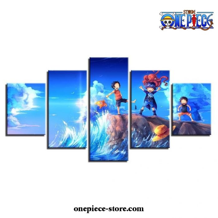 5 Pieces Handsome One Piece Sea Blue Canvas Wall Art