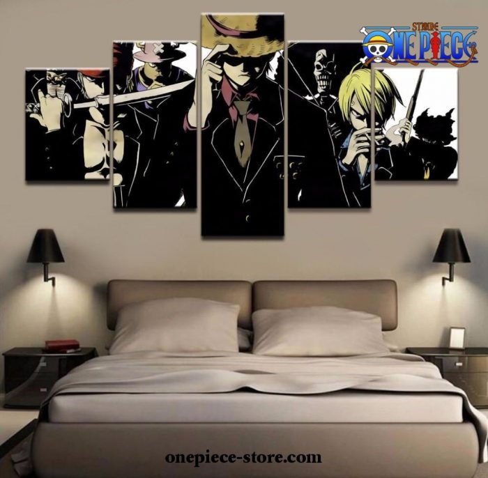 5 Pieces One Piece Black Team Canvas Wall Art