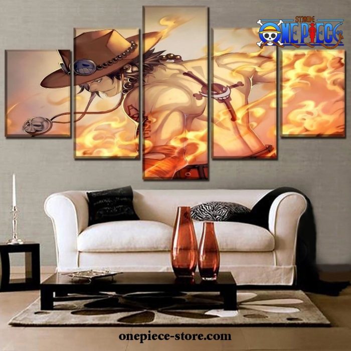 5 Pieces One Piece Portgas D. Ace Canvas Wall Art