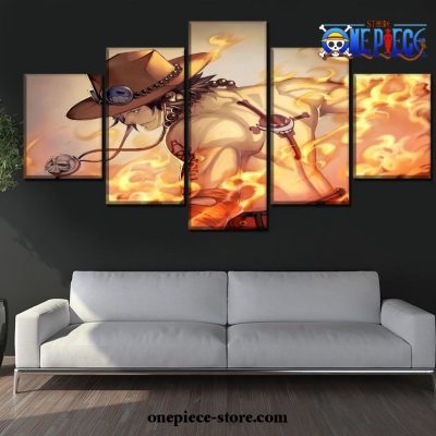 5 Pieces One Piece Portgas D. Ace Canvas Wall Art