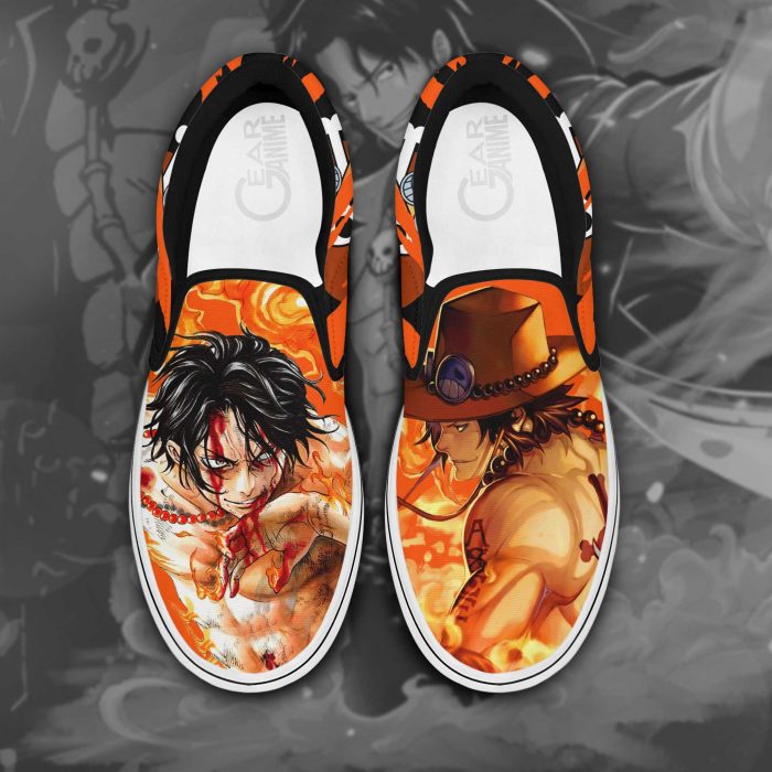 Portgas D Ace Slip On Shoes One Piece Custom Anime Shoes Men / US6 Official One Piece Merch