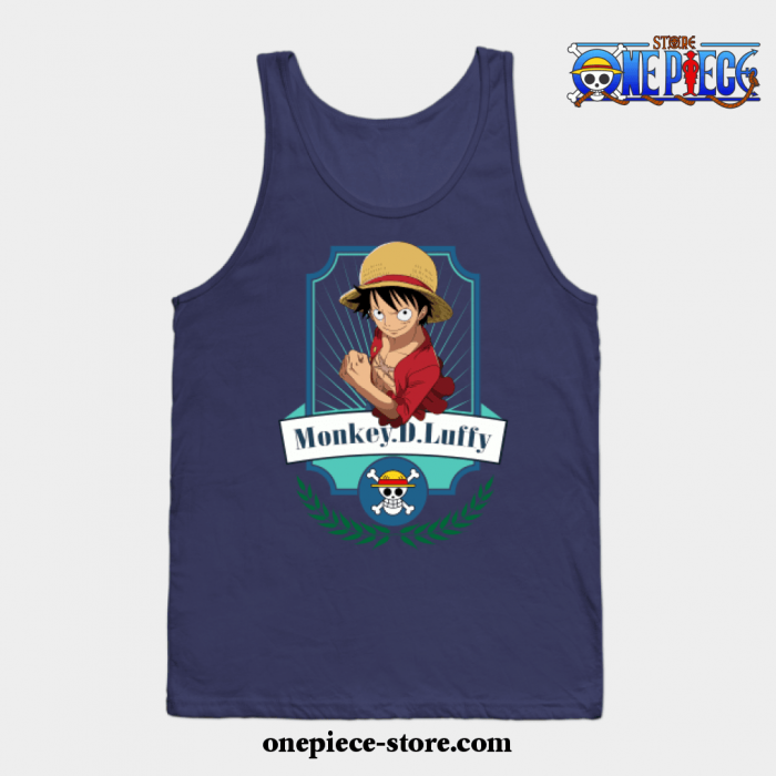 One Piece Anime - Monkey D Luffy Tank Top Navy Blue / S