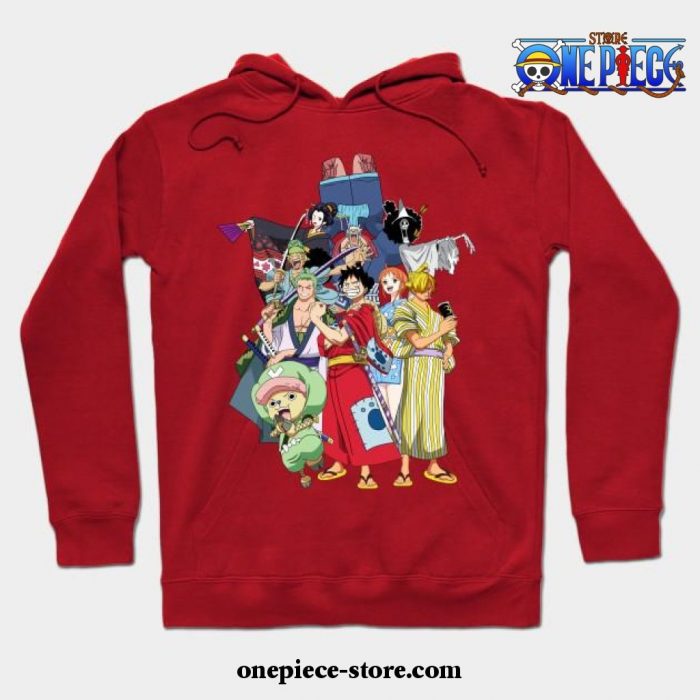 One Piece Anime - Straw Hat Pirates Wano Arc Hoodie Red / S