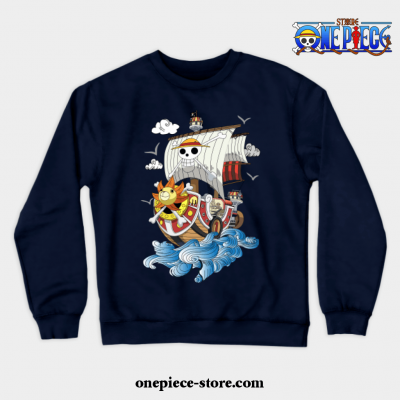 One Piece Anime - Thousand Sunny Crewneck Sweatshirt Navy Blue / S