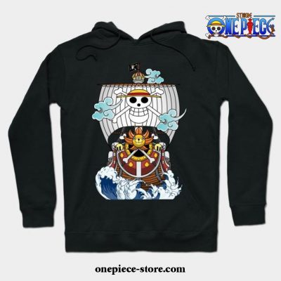 One Piece Anime - Thousand Sunny Straw Hate Ship Hoodie Black / S