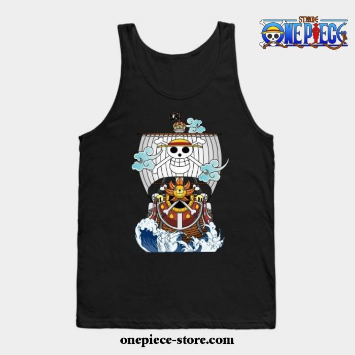 One Piece Anime - Thousand Sunny Straw Hate Ship Tank Top Black / S