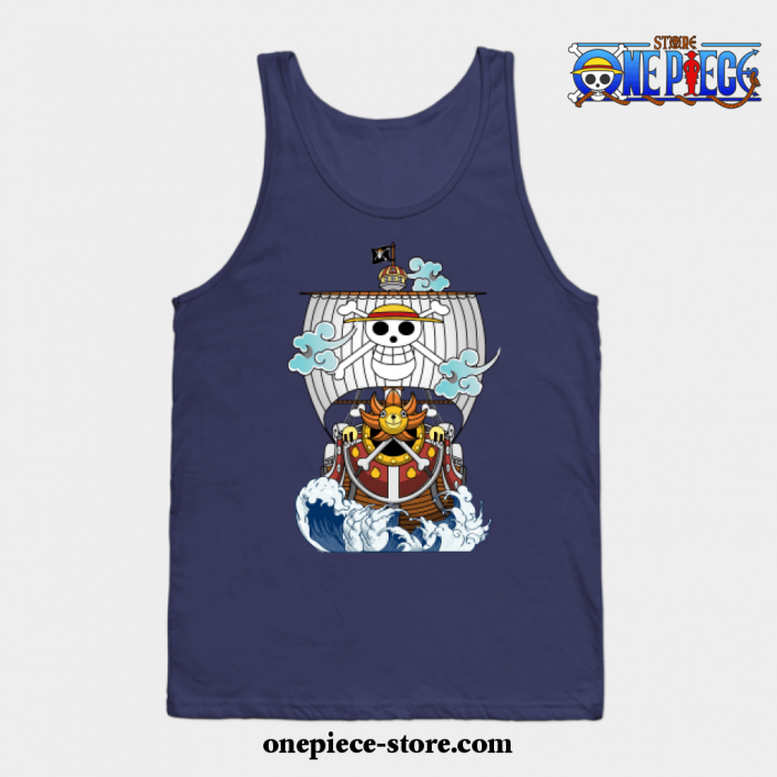 One Piece Anime - Thousand Sunny Straw Hate Ship Tank Top Navy Blue / S