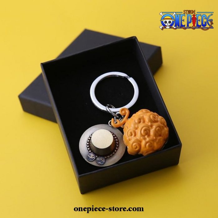 One Piece Keychain - Ace Law Devil Fruit Metal Pendant Key Chain