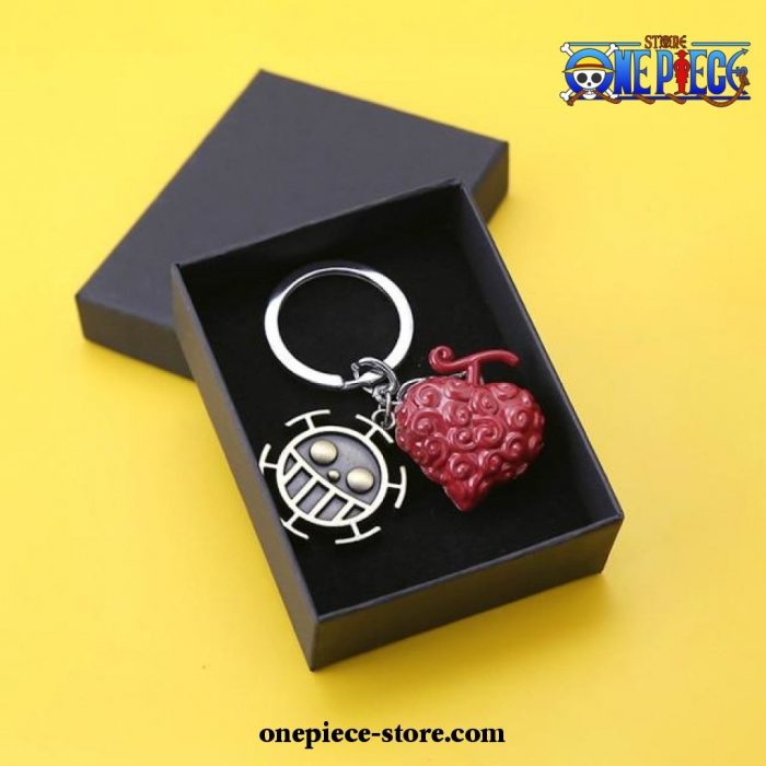 One Piece Keychain - Ace Law Devil Fruit Metal Pendant Key Chain Hong Bronze (Box)