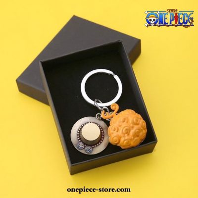 One Piece Keychain - Ace Law Devil Fruit Metal Pendant Key Chain Orange Cap (Box)