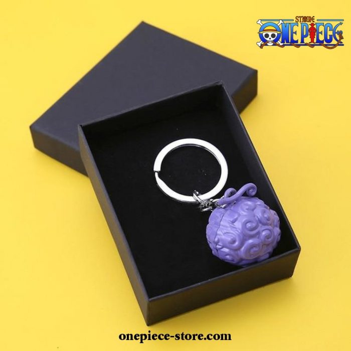 One Piece Keychain - Ace Law Devil Fruit Metal Pendant Key Chain Purple (Box)