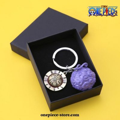 One Piece Keychain - Ace Law Devil Fruit Metal Pendant Key Chain Purple Cap (Box)