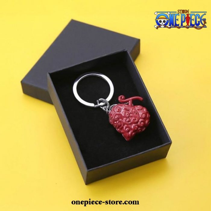 One Piece Keychain - Ace Law Devil Fruit Metal Pendant Key Chain Red (Box)