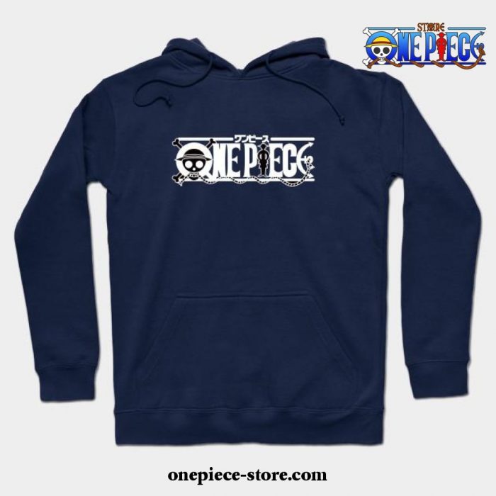 One Piece Logos Hoodie Navy Blue / S