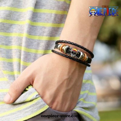 One Piece Luffy Pirate Logo Bracelet Leather