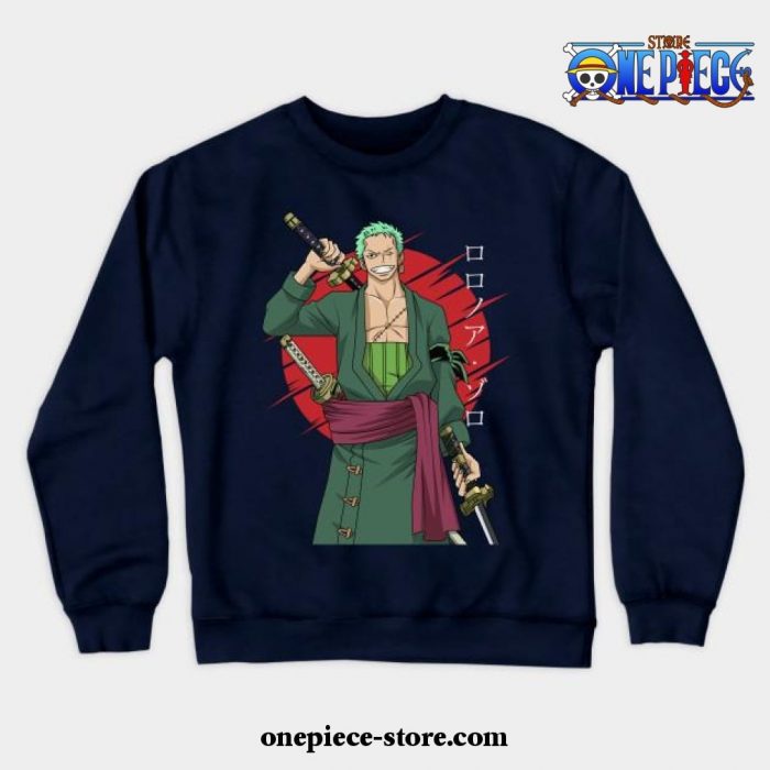 One Piece -Roronoa Zoro Crewneck Sweatshirt Navy Blue / S