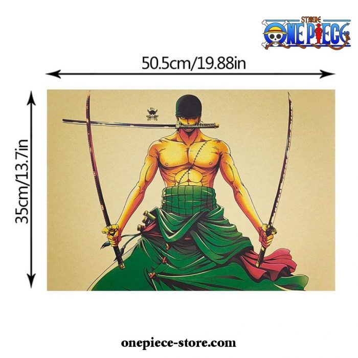 One Piece Roronoa Zoro Three Sword Kraft Paper Poster