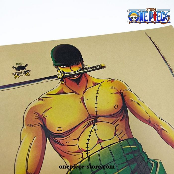 One Piece Roronoa Zoro Three Sword Kraft Paper Poster