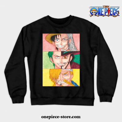 Straw Hats Trio Splits Crewneck Sweatshirt Black / S