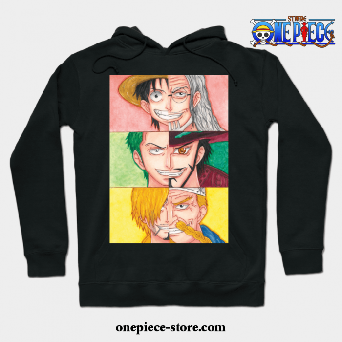 Straw Hats Trio Splits Hoodie Black / S