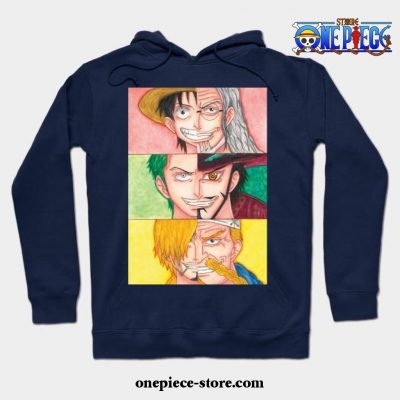 Straw Hats Trio Splits Hoodie Navy Blue / S