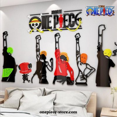 Team One Piece Straw Hats 3D Diy Acrylic Crystal Wall Sticker Room Decor