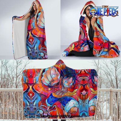 Trippy Luffy One Piece Hooded Blanket