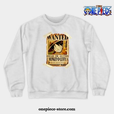 Vintage One Piece Bounty Monkey D Luffy Poster Crewneck Sweatshirt White / S