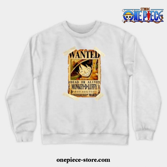 Vintage One Piece Bounty Monkey D Luffy Poster Crewneck Sweatshirt White / S