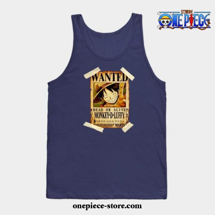 Vintage One Piece Bounty Monkey D Luffy Poster Tank Top Navy Blue / S