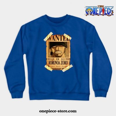 Vintage One Piece Bounty Roronoa Zoro Poster Crewneck Sweatshirt Blue / S