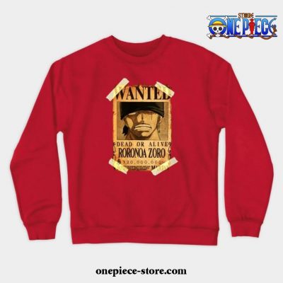 Vintage One Piece Bounty Roronoa Zoro Poster Crewneck Sweatshirt Red / S