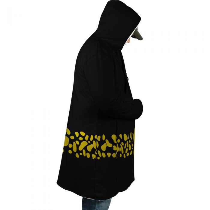 Black Trafalgar Law One Piece AOP Hooded Cloak Coat RIGHT Mockup - One Piece Store