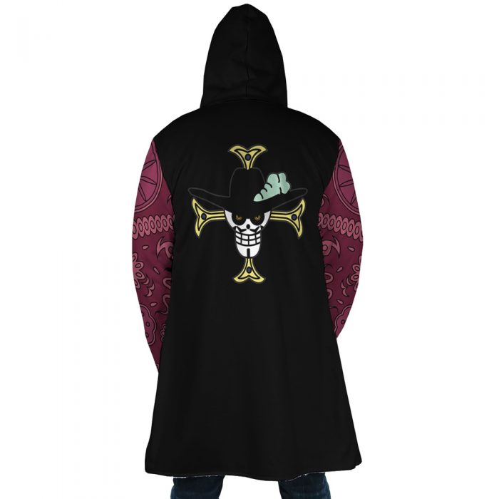 Dracule Mihawk One Piece AOP Hooded Cloak Coat BACK Mockup - One Piece Store