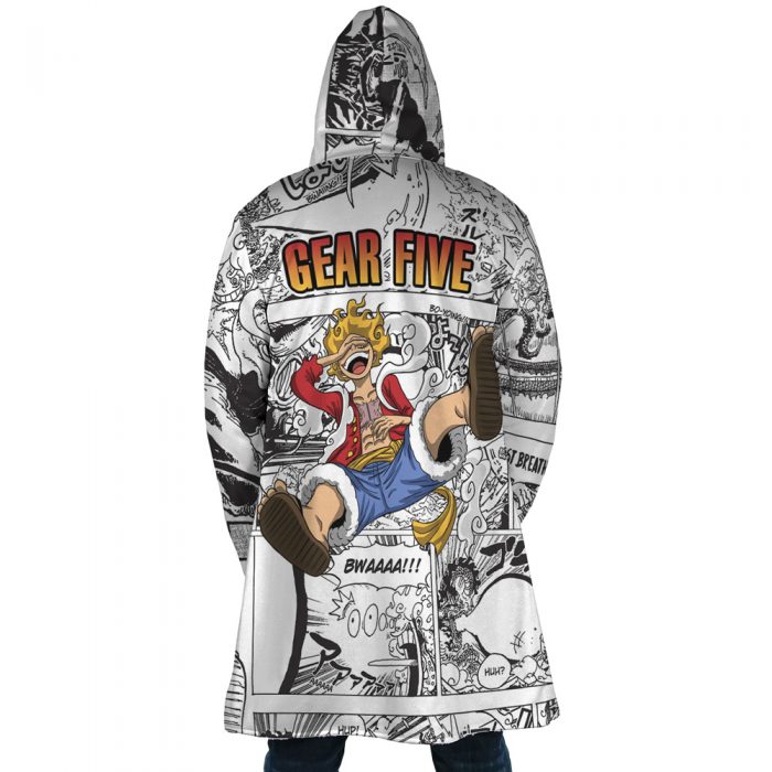 Luffy Gear 5 Comic Panels OP AOP Hooded Cloak Coat BACK Mockup - One Piece Store