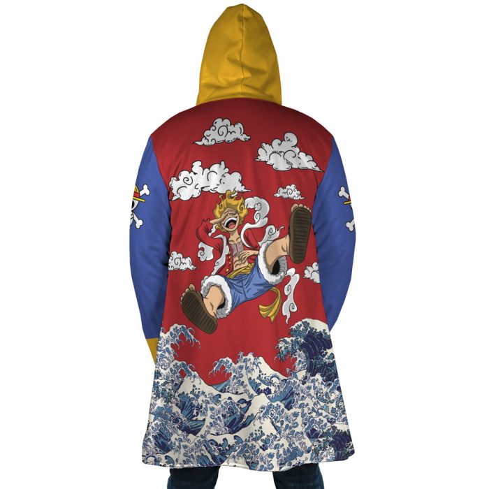 Luffy Gear 5 Sea Wave OP AOP Hooded Cloak Coat BACK Mockup - One Piece Store