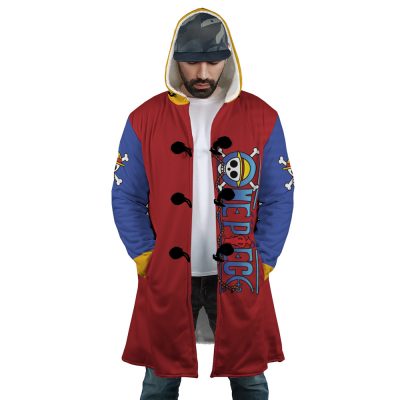 Luffy Gear 5 Sea Wave OP AOP Hooded Cloak Coat FRONT Mockup - One Piece Store