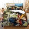 Luffy Thrilled Expression One Piece New World Map Bedding Set - One Piece Store