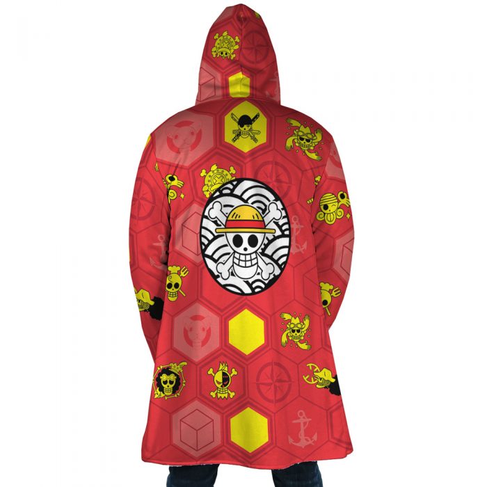 Mugiwara Pirates One Piece AOP Hooded Cloak Coat BACK Mockup - One Piece Store