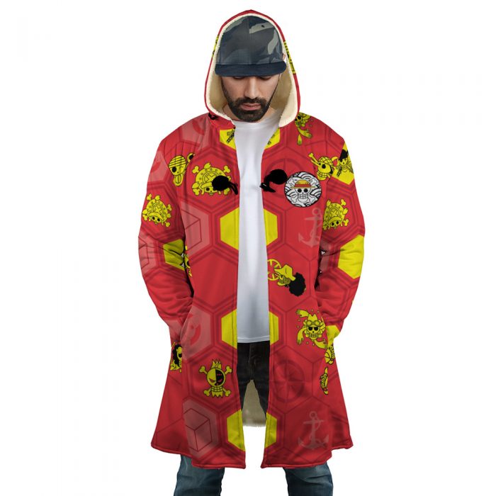 Mugiwara Pirates One Piece AOP Hooded Cloak Coat FRONT Mockup - One Piece Store