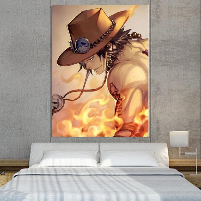 One Piece Ace Burning Flame Orange Portrait 1pc Canvas Print 1 - One Piece Store