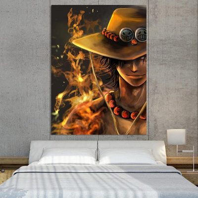 One Piece Blazing Fire Fist Ace Pirate Yellow 1pc Wall Art 1 - One Piece Store