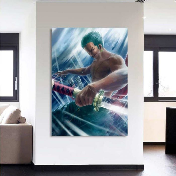 One Piece Charming Roronoa Zoro Santoryu Blue 1pc Wall Art 2 - One Piece Store