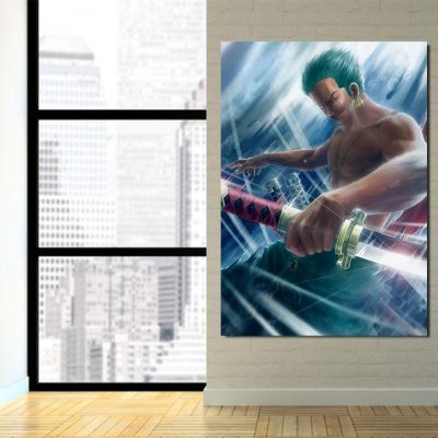 One Piece Charming Roronoa Zoro Santoryu Blue 1pc Wall Art 3 - One Piece Store