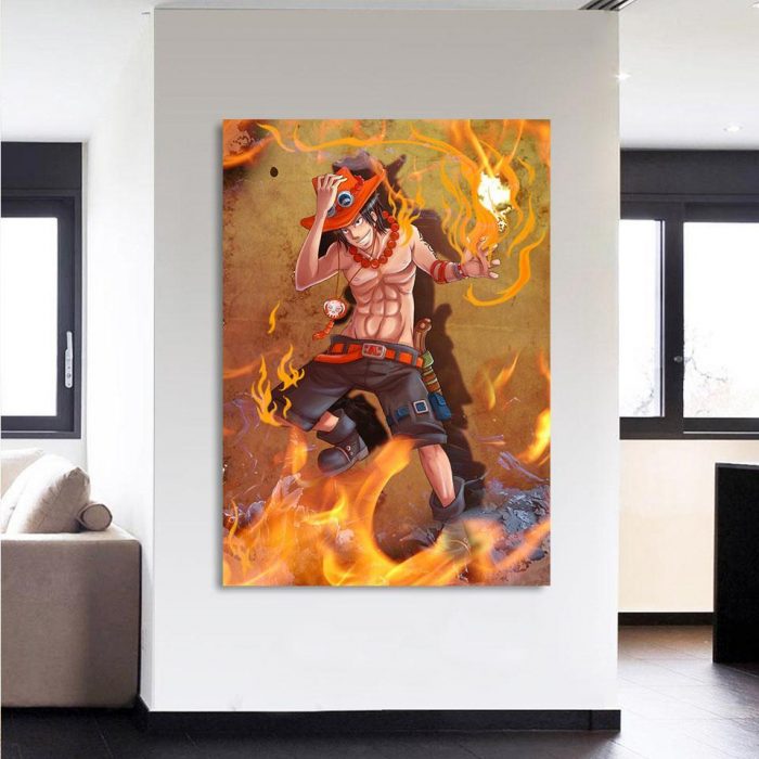 One Piece Fire Fist Ace Fiery Blazing Hot Orange 1pc Canvas 2 - One Piece Store