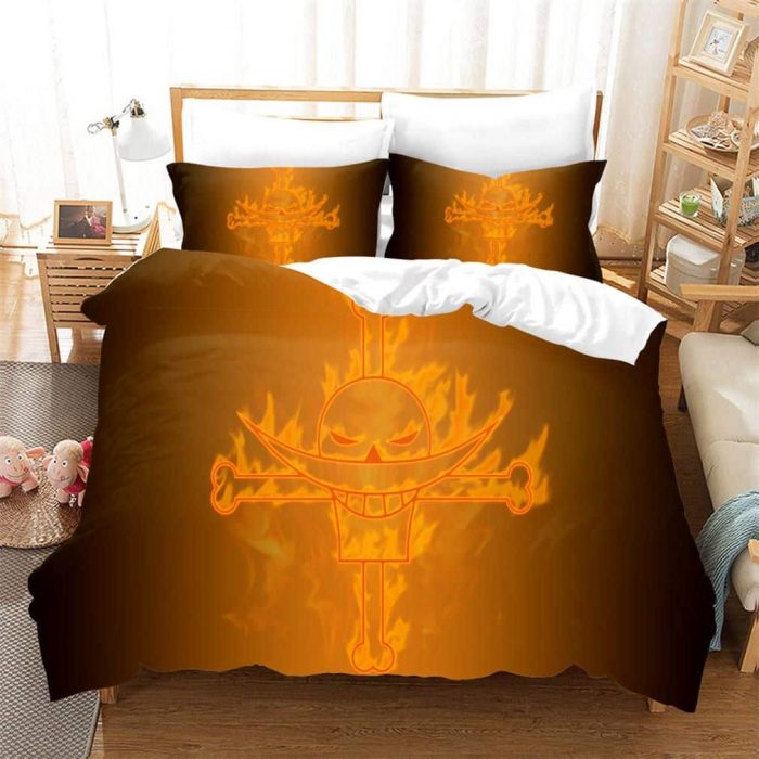 One Piece Flaming Whitebeard Pirates Logo Bedding Set - One Piece Store