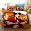 One Piece Monkey D. Luffy Cracking Joints Orange Bedding Set - One Piece Store